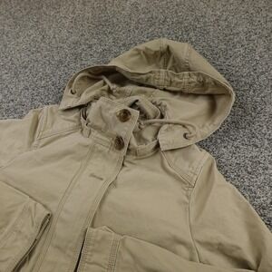 Gap Jacket Womens XS Brown Beige Tan Khaki Hooded Long Trench Coat Parka Belted